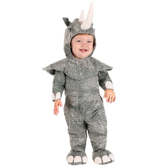 Fun Costumes Other - Infant Rhinoceros Halloween Costume Size 12-18 Months 1 Year Gray Full Outfit